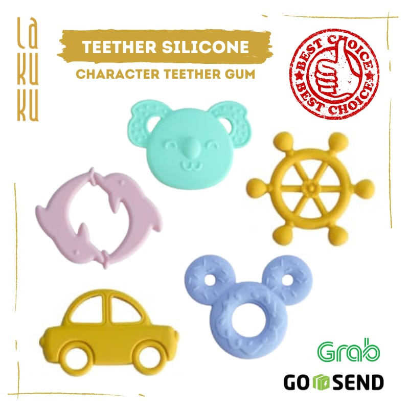 Lakuku - Teether Sillicone Gum Simple Karakter Bertekstur Ringan