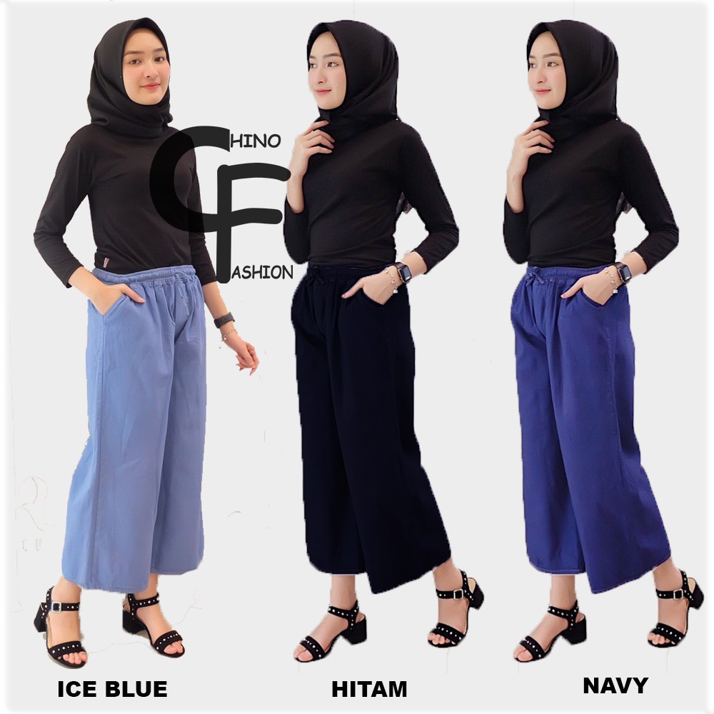  CELANA  KULOT  JEANS POLOS  JUMBO S M L XL XXL HITAM NAVY ICE 