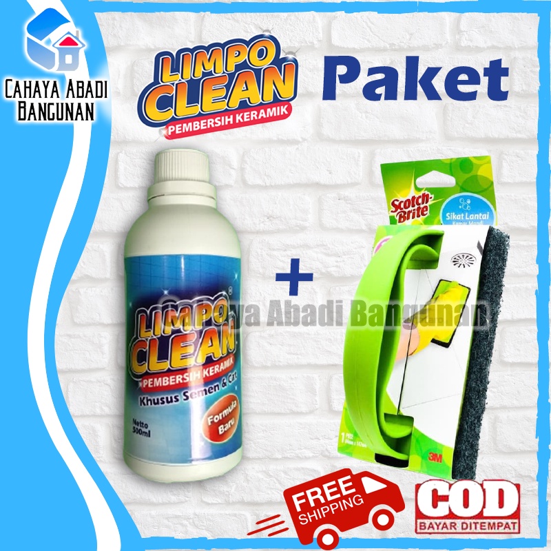 Limpo Clean Semen + Sikat Keramik Lantai 3M