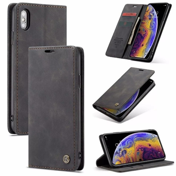 IPHONE 11 PRO MAX - 11 PRO - 11 -X - XS - XS MAX - XR LEATHER FLIP WALLET CASE DOMPET MAGNETIC COVER