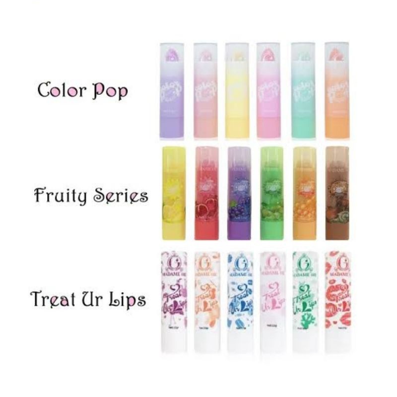 MADAME GIE Color Pop Fruity Series Treat Ur Lips Series Lip Balm 3.5gr BPOM lipbalm (KIM)