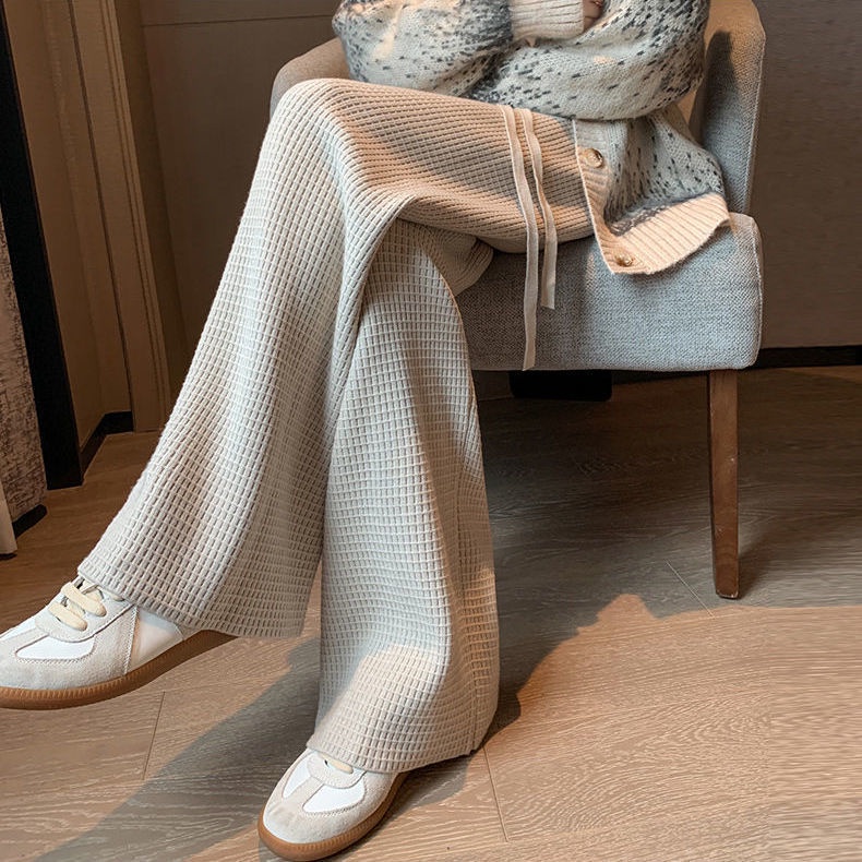 MOOGU ♡  Korean celana kasual pants wanita plaid longgar