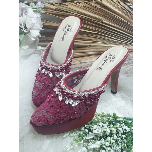 sepatu syantika merah Maroon 12cm