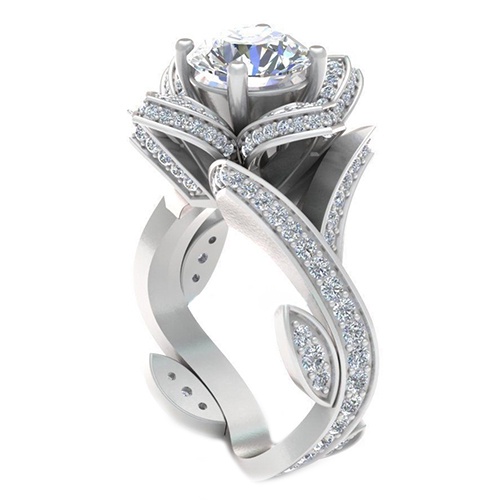 Hu Hu Hu Hu Hu Alat Bantu Pasang Kacamata♡ Cincin Knuckle Wanita Desain Bungadaun Hias Zircon Gaya Romantis Berkilau Untuk Pestapernikahan