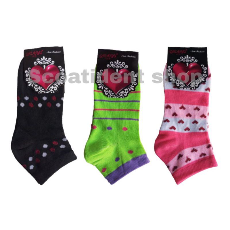 Kaos kaki pendek motif semata kaki wanita KEMASAN motif random (1 PASANG)