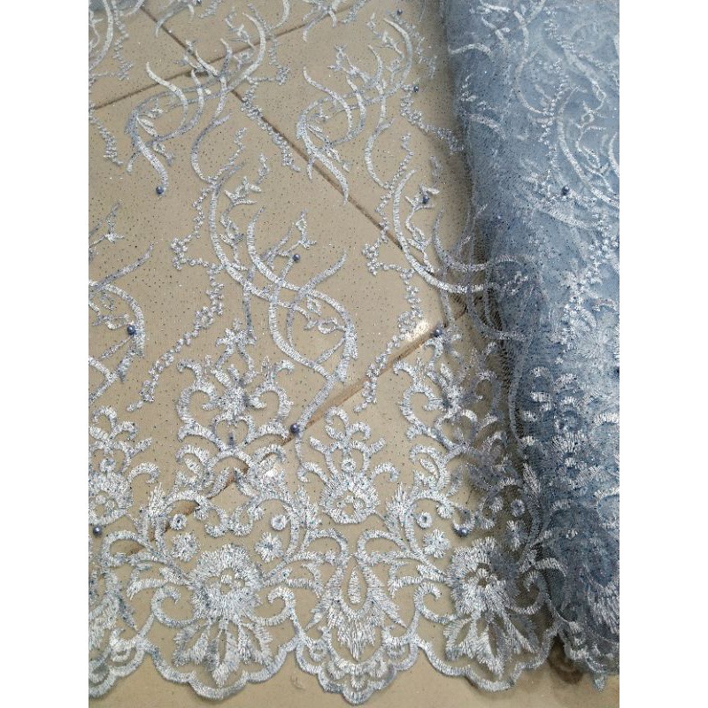 Tulle Aplik Mutiara/harga 1/2(0.5)mtr