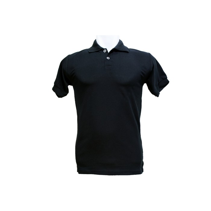 POLO 6 Kaos Kerah Hitam Polos Baju Pria Cowok Bahan Lacos Kaus Pendek - Hitam L