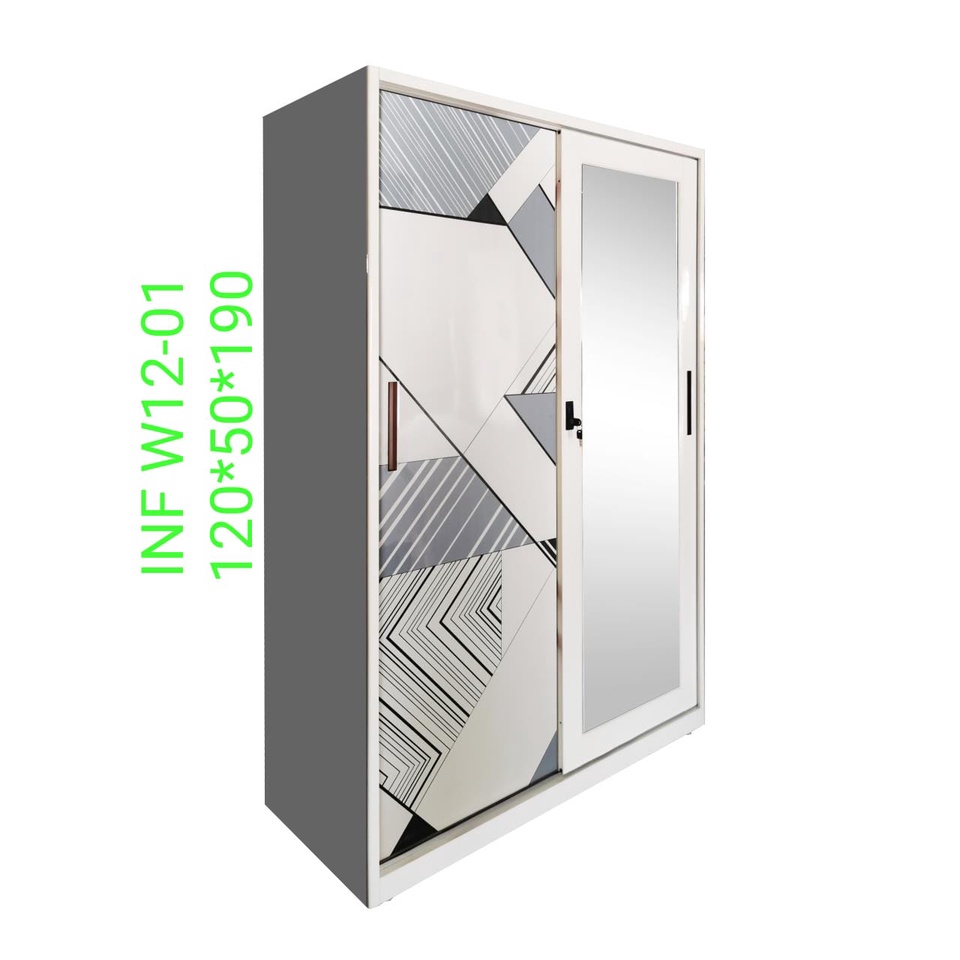 Lemari Pakaian | Lemari Baju Besi 2 Pintu Sliding W12-01 (Medan)