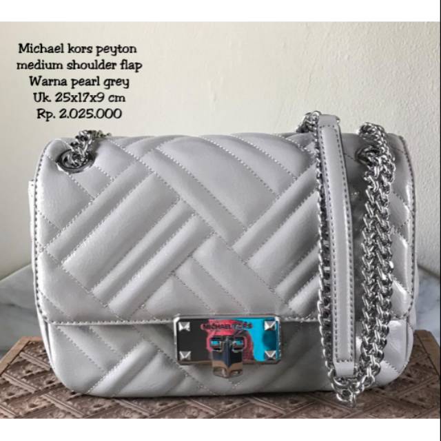 MichaelKors Peyton Medium Shoulder Flap pearl grey