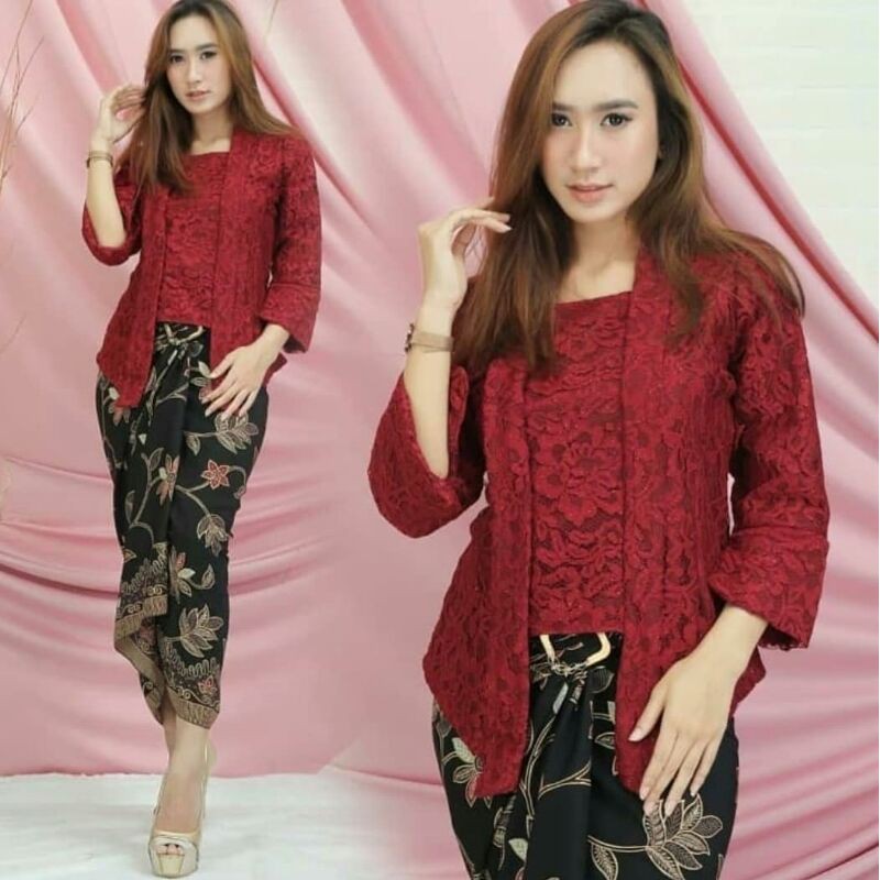SET KEBAYA BRUKAT/KEBAYA BROKAT KUTUBARU 78/SET ROK LILIT BATIK/KEBAYA