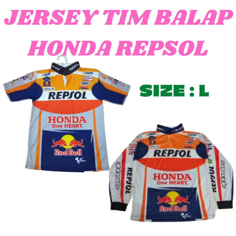 JERSEY BALAP HONDA REPSOL UKURAN L - BAJU TIM PEMBALAP HONDA REPSOL