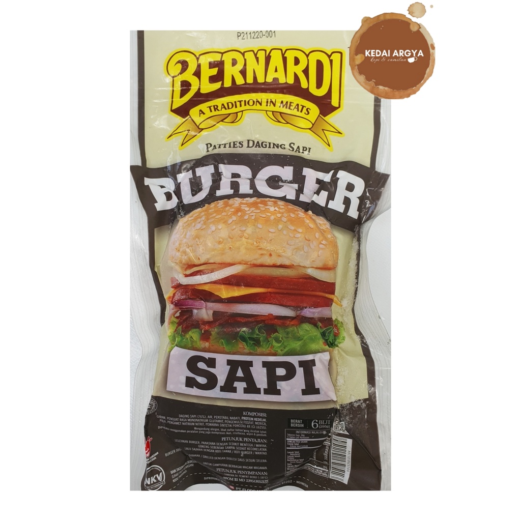 

Bernardi Burger Beef Patties 250 Gram isi 6