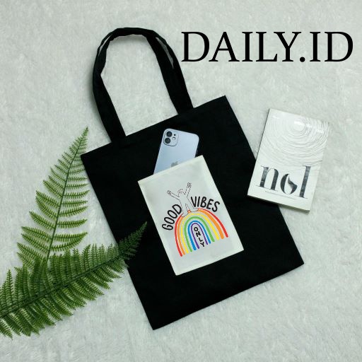 TOTE BAG KANVAS / TOTE BAG HITAM / TOTE BAG GODVI