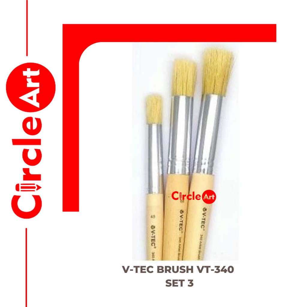 

V-Tec Brush VT-340 Set 3 / Kuas Lukis Vt-340 1 Set Isi 3 / Artist Brush Set 3