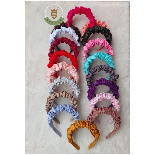 Bando Scrunchie Lusinan , bando nagita lusinan , 12 pcs,Bando Korea,Bando Kekinian,Bando Viral , bando kerut , bando