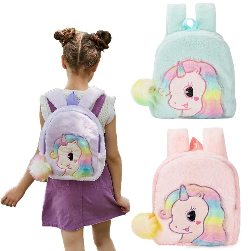 Ransel unicorn bulu rainbow/tas unicorn bulu