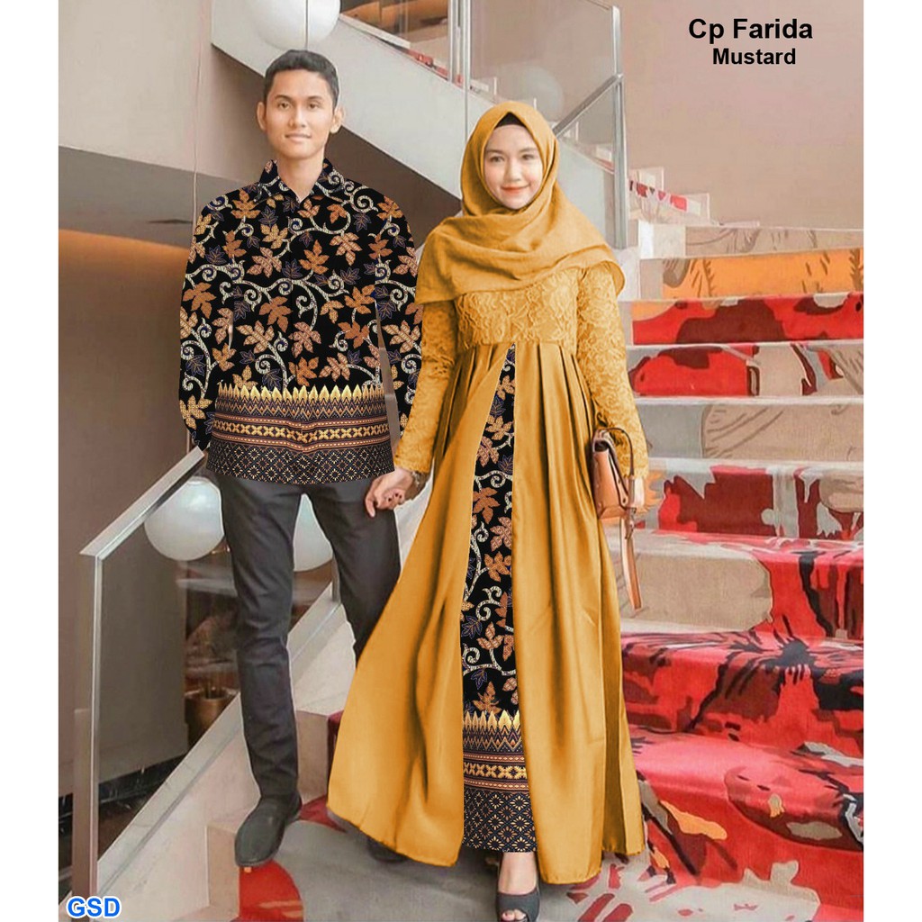 Cp Faridah batik/couple batik muslim murah/gamis wanita model kebaya/kemeja batik lengan panjang