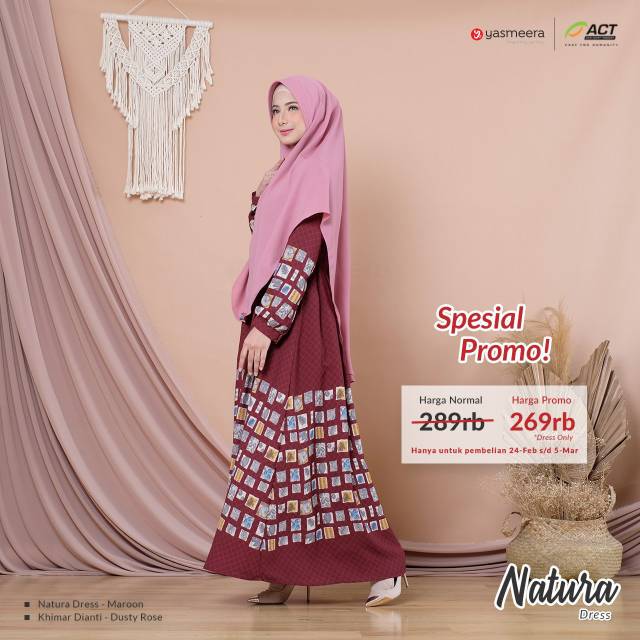 PROMO NATURA DRESS ONLY BY YASMEERA ORIGINAL BARCODE