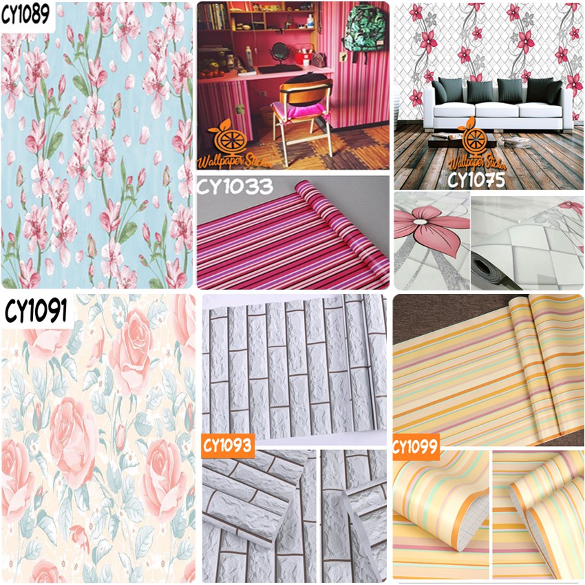 Cod Murah Wallpaper Dinding 45cmx10m Walpaper Stiker Dinding Bata Garis Batik Karakter Shopee Indonesia