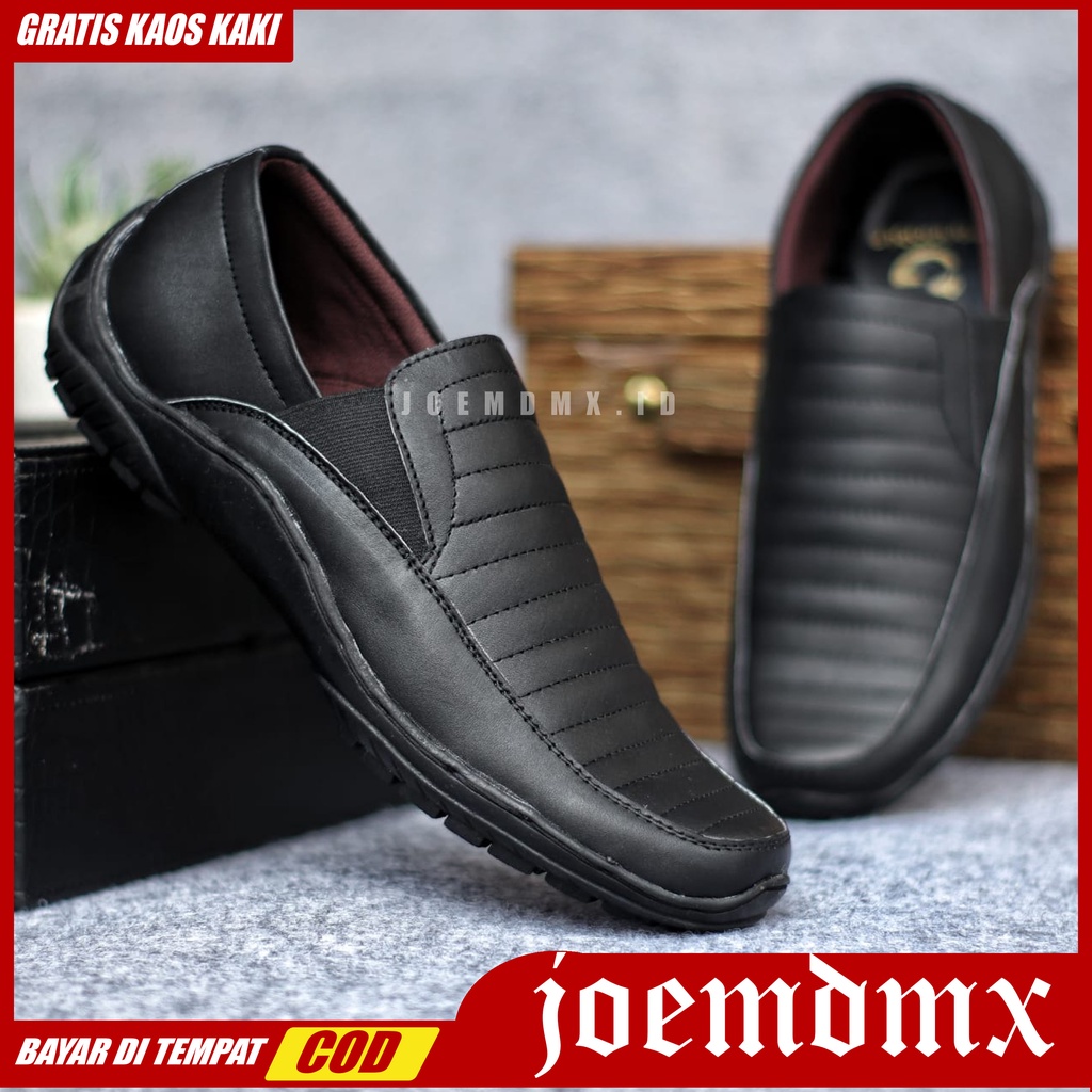 CORZA Sepatu Slip On Casual Kulit Asli Kasual Formal Anti Slip Kerja Kantor Kondangan Pria/Cowok