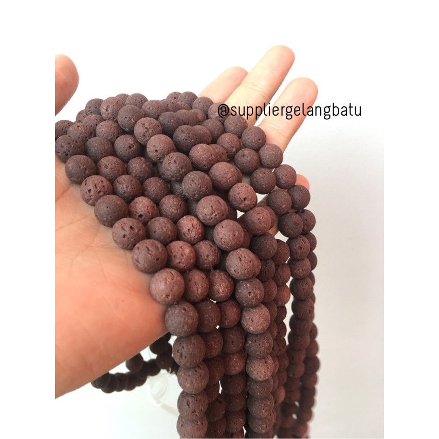 renceng brown lava stone coklat 10mm batu akik merapi larva atsiri brown aksesoris supplier bahan