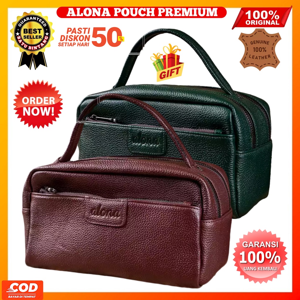 Tas Wanita Jinjing Alona Pouch Premium Tas Branded Kulit Sapi Asli Hand Bag Prempuan Kekinian Should