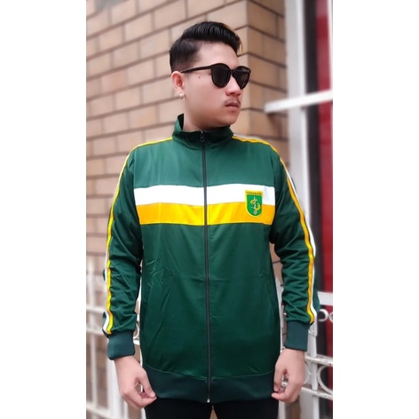 Jaket Resleting Persebaya Green 2 Stripe