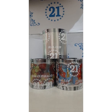 

seal cup polos, kartun, buah