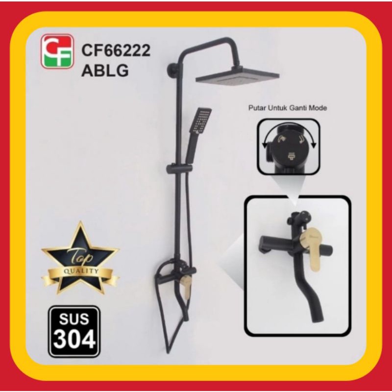 Shower Tiang Column Set CARLO CF 66222 ABLG Black Gold Kombinasi Kamar Mandi Bathub Faucet Adjustabl