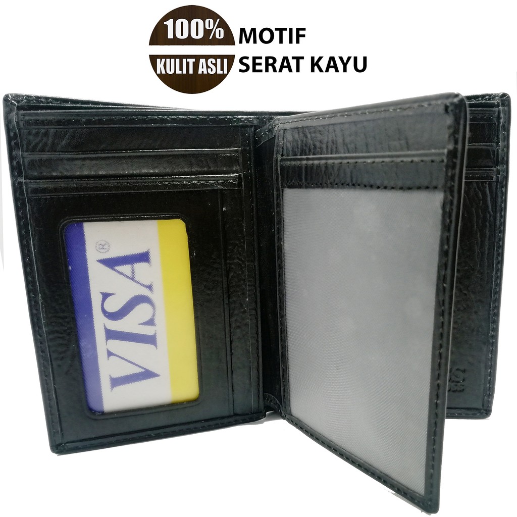 Dompet 3/4 Pria Kulit Asli Original CEBBO Motif Serat Kayu