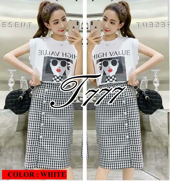 Baju Stelan Wanita Kekinian Setelan Cewek Korea Terbaru 2021 Mura FV127 Setelan Rok High Value - Put