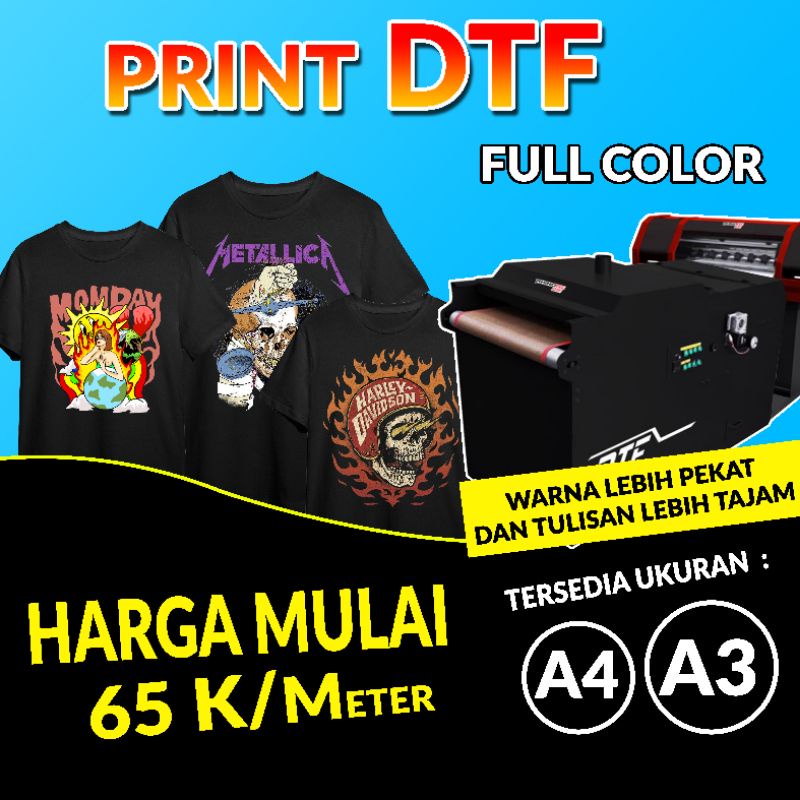 

Jasa cetak sablon DTF / siap press / DTF A3 / DTF A4 / DTF A5