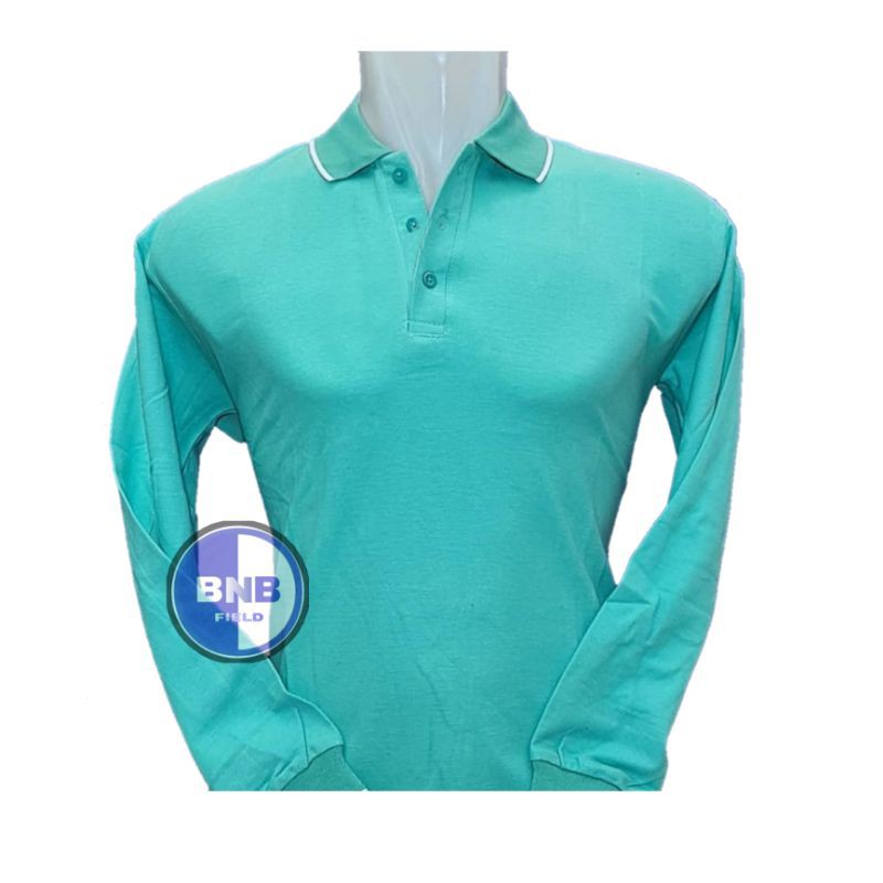KAOS KERAH POLOSHIRT HIJAU TOSCA MINT LENGAN PANJANG BAHAN COTTON LACOSTE PIQUE