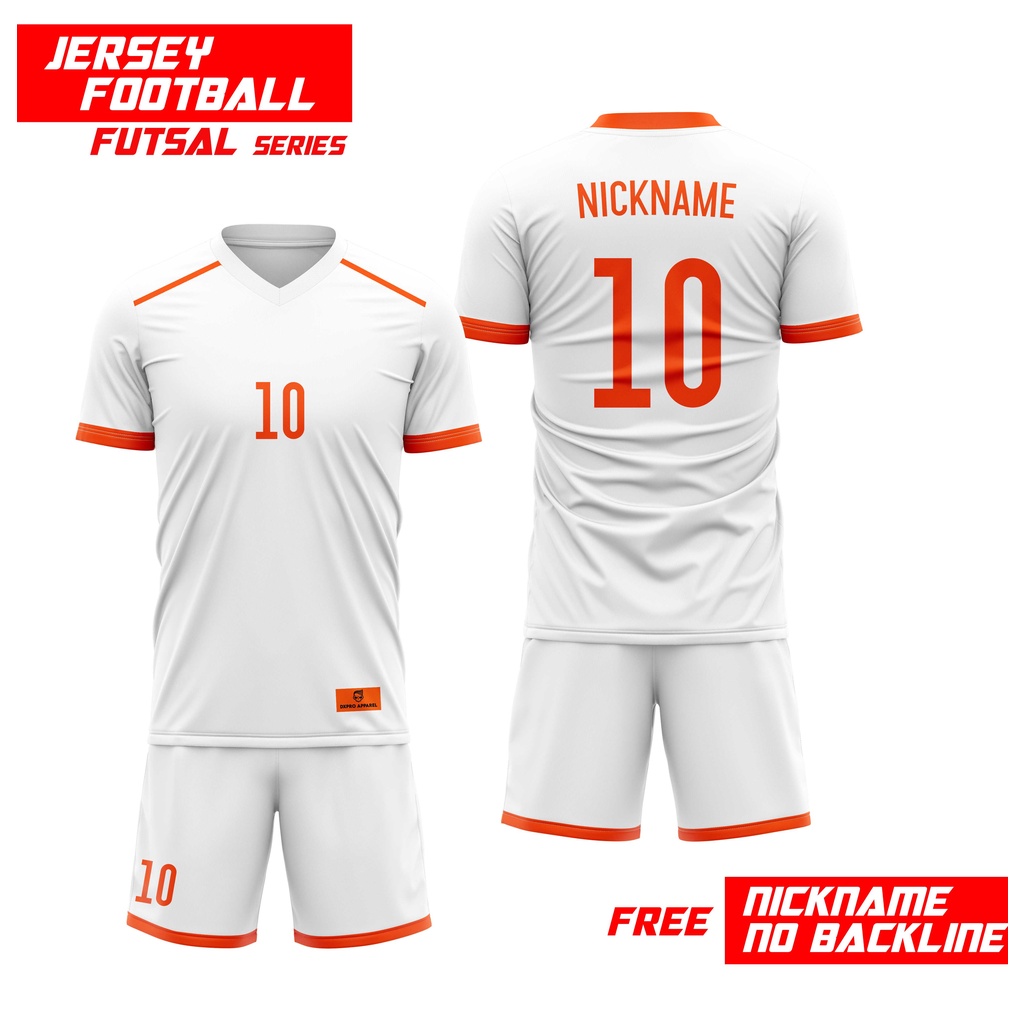 JERSEY FUTSAL BOLA FOOTBALL LIGNE ORANGE FULLPRINT