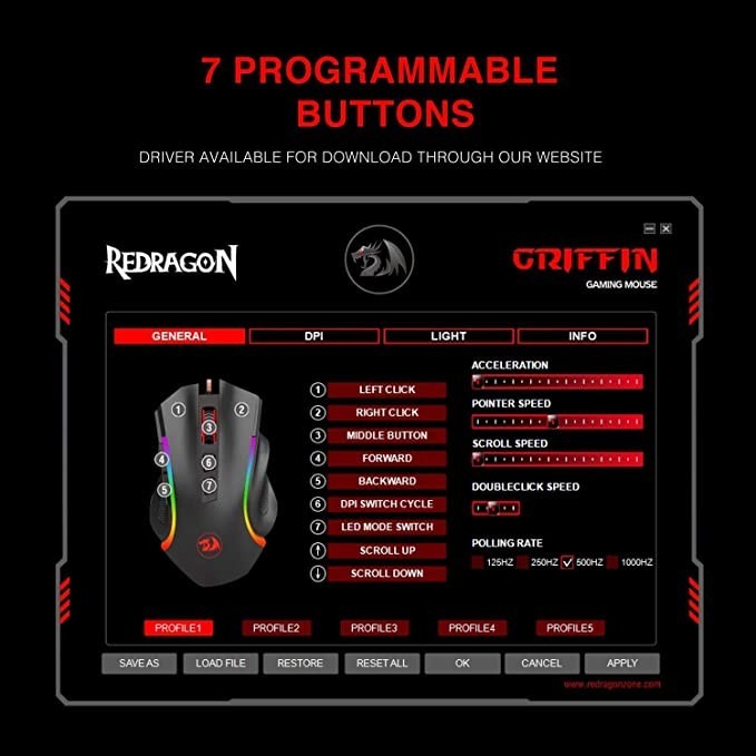 Mouse Gaming Redragon USB Wired RGB Macro M607