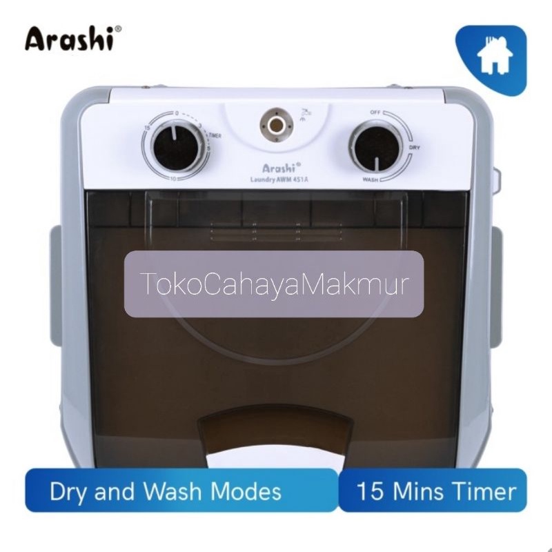 Arashi Washing Machine Portable AWM 451A - Mesin Cuci Portable Laundry