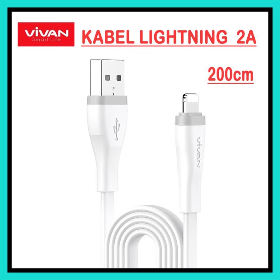 NA - Kabel Lightning 200cm Vivan 2A Fast Charging kabel Iphone 2m sl200s