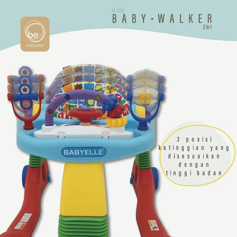 BABY WALKER 2 IN 1 BABYELLE BE 0188 kereta belajar jalan Baby Elle Makassar