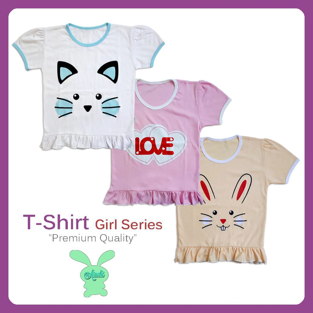 Aruchi T-shirt Girl Lengan Pendek Isi 3pcs