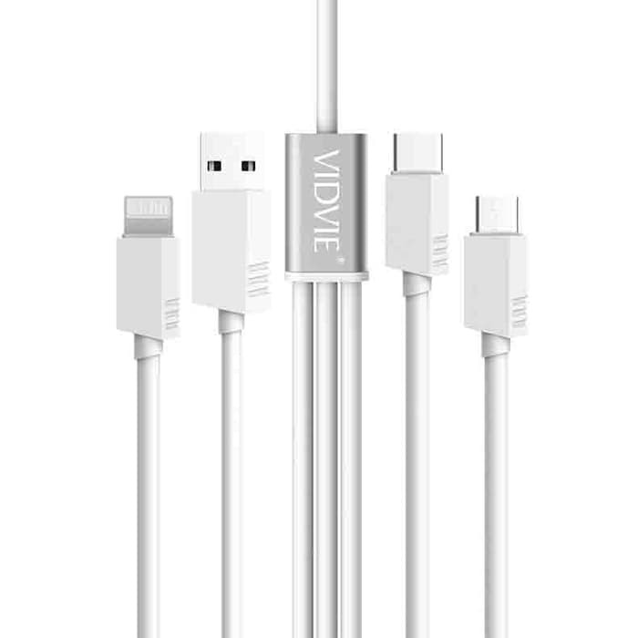 Cable charge Usb A to Micro lightning Type-C Vidvie 3in1 2.1A fast charging 120cm cb413 ivt - Kabel data universal cb-413