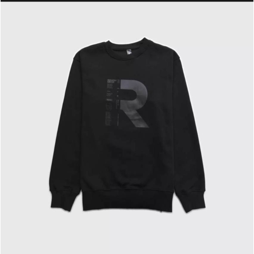 SWEATSHIRT ROUGHNECK TAG SABLON LOGO 'R' FULL LABEL PRIA DAN WANITA PREMIUM | ROUGHNECK 1991 LOGO R HITAM | CREWNECK ROUGHNECK R HITAM MURAH