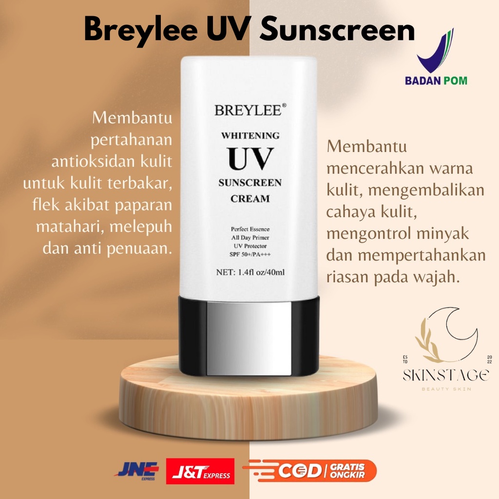 Breylee UV Sunscreen Cream // Pelindung Wajah Dari Sinar Matahari / Anti Aging / Sunblock Face Krim Tabir Surya / Pelindung Wajah Dari Sinar Matahari Original BPOM 100%