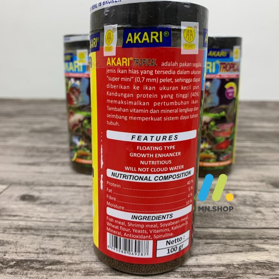 Pelet Ikan Makanan ikan Akari Tropical 100gr untuk segala jenis ikan