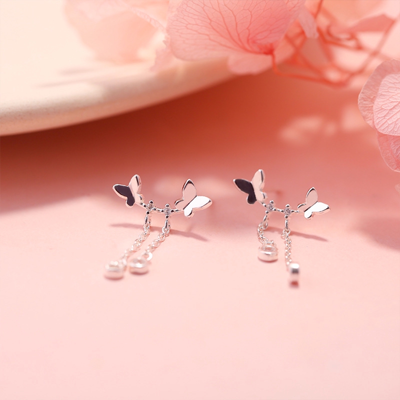 Fashion Butterfly Anting Stud Earrings Silver Chain Dangle Earring Women Jewelry Ornament Sexy Girl Jewelry