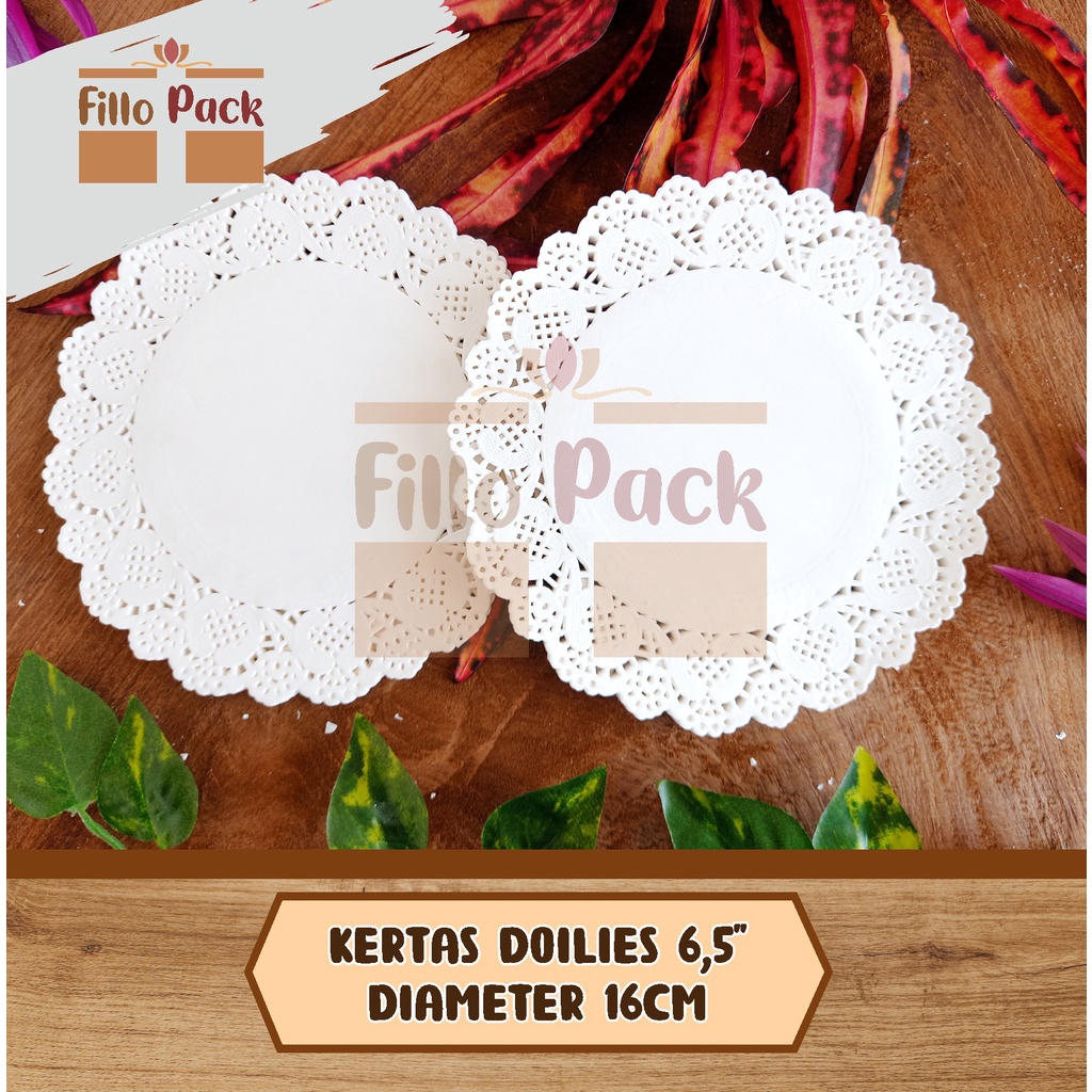 

Kertas Doilies 6,5 (diameter 16cm)/doily paper/kertas alas kue/kertas renda/alas toples (20 lembar)