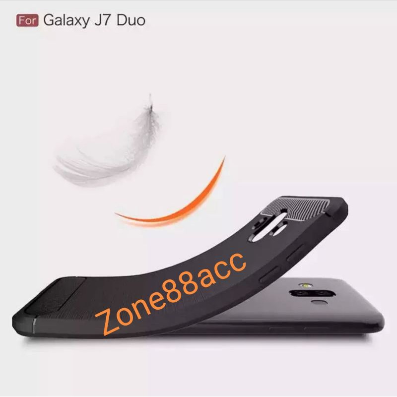 Silicon Case SAMSUNG J7 Duo Softcase iPAKY Carbon Casing Cover TPU