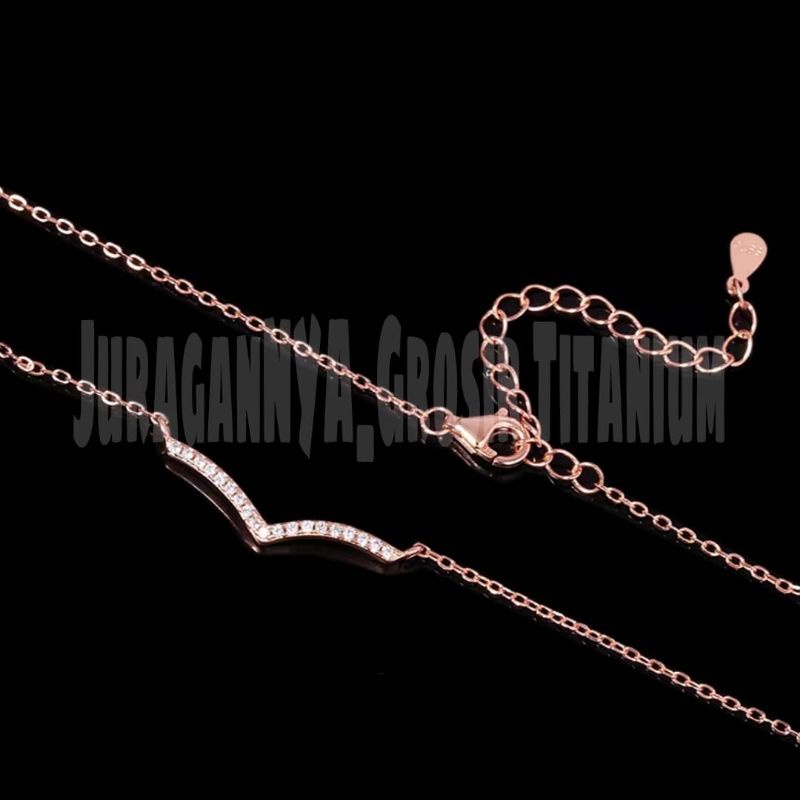 titanium kalung dan gelang fuji full permata elegan perhiasan emas korea anti karat&amp;anti luntur murah berkualitas