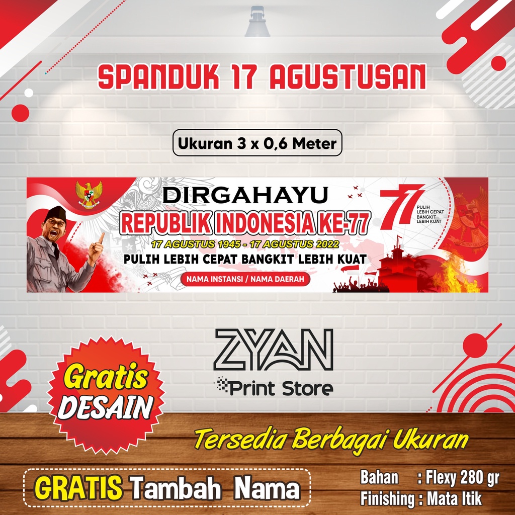 SPANDUK BANNER HUT RI KE 77