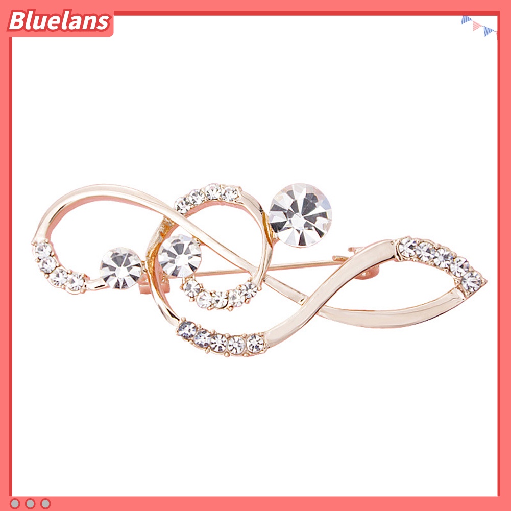 Bluelans Bros Pin Bentuk Not Musik Aksen Berlian Imitasi Warna Rose Gold Untuk Wanita