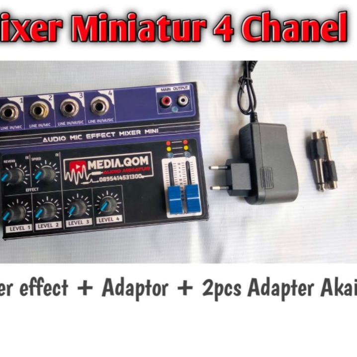 Terbaik.. Mixer audio mini 4chanel Effect reverb 12v bonus adaptor